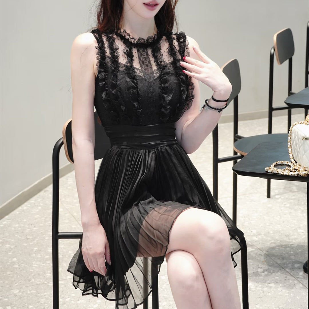【dress】ギャザーフリルレースミニワンピース   N3757