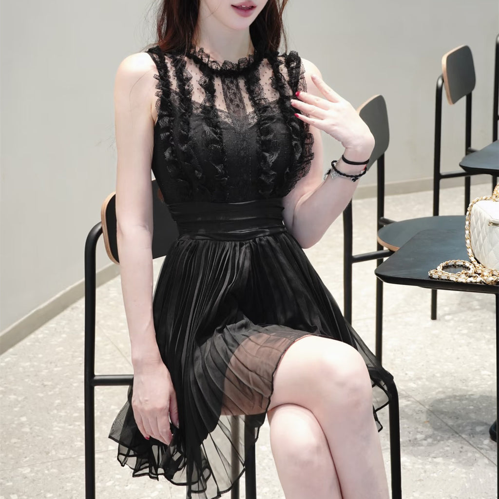 dress】ギャザーフリルレースミニワンピース N3757 – NANASTYLE