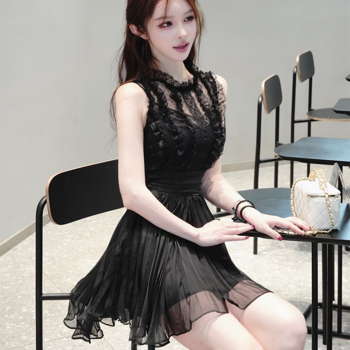 dress】ギャザーフリルレースミニワンピース N3757 – NANASTYLE