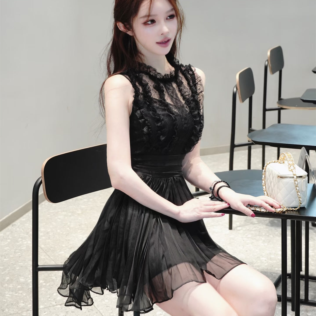 【dress】ギャザーフリルレースミニワンピース   N3757