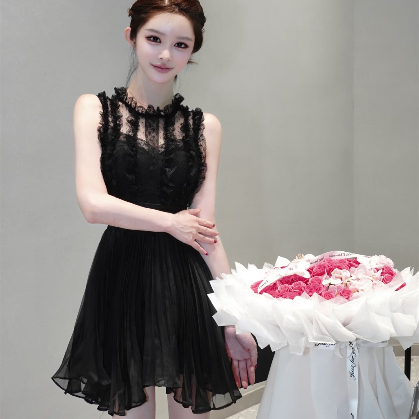 dress】ギャザーフリルレースミニワンピース N3757 – NANASTYLE