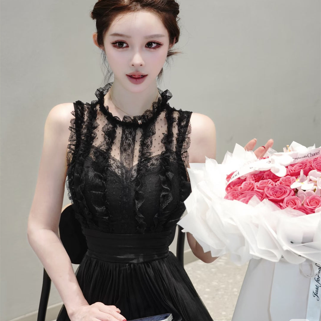 【dress】ギャザーフリルレースミニワンピース   N3757