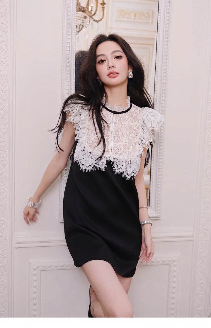【dress】レースドッキングミニワンピース   N3760