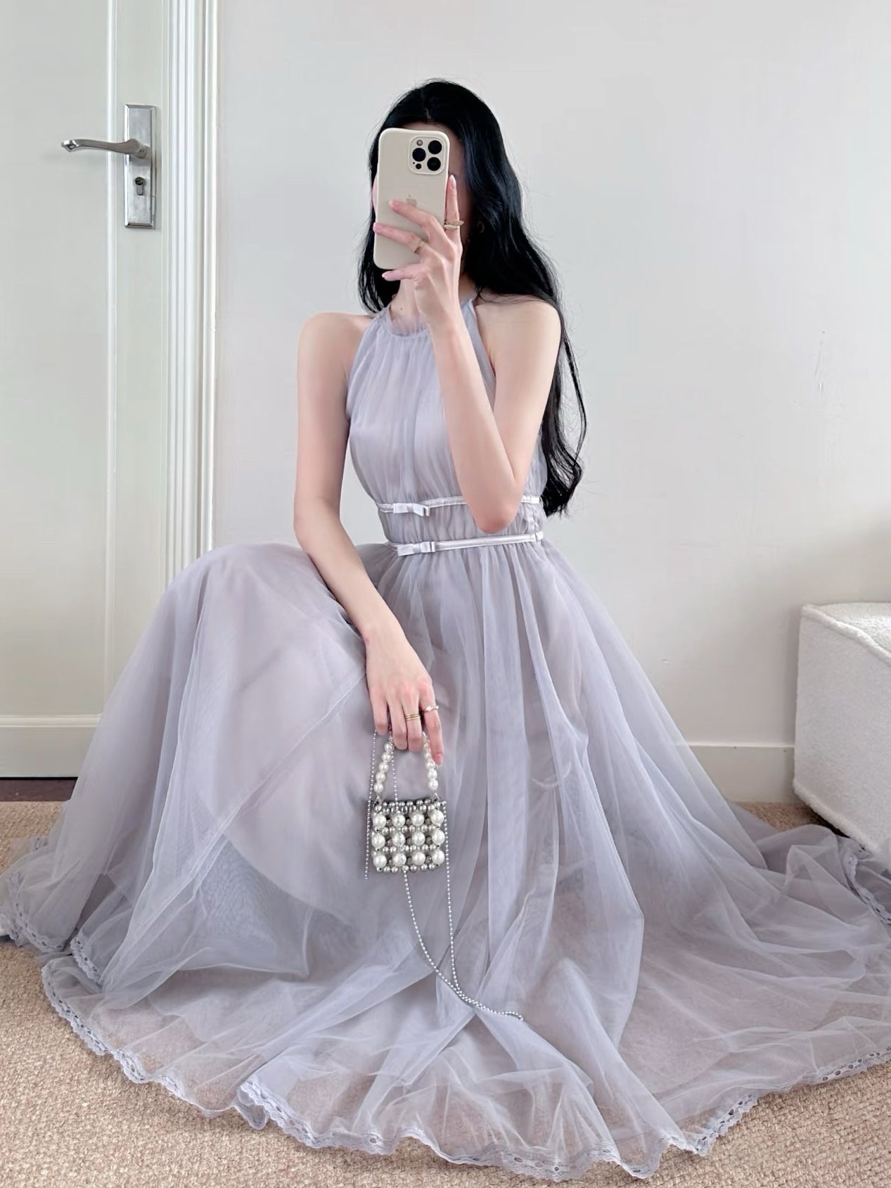 BCBGMAXAZRIA チュールロングワンピース dress】バックリボンチュールロングワンピース N3217 – NANASTYLE