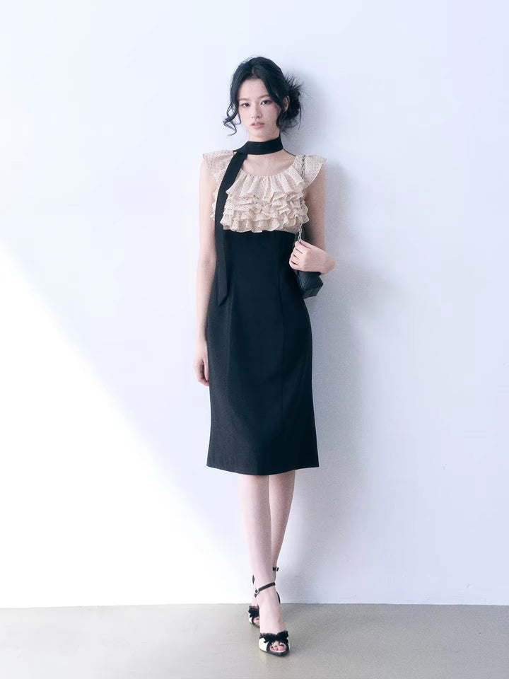 【dress】ドットフリルドッキングミニワンピース＆ミディワンピース   N3761