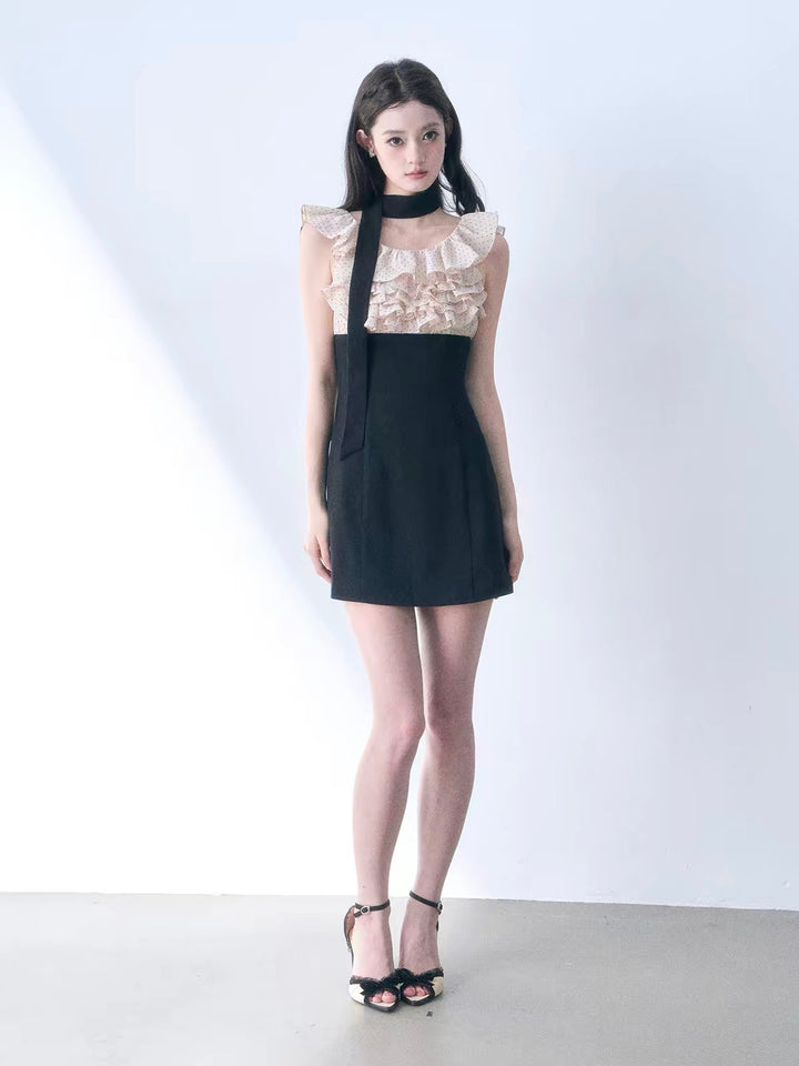 【dress】ドットフリルドッキングミニワンピース＆ミディワンピース   N3761