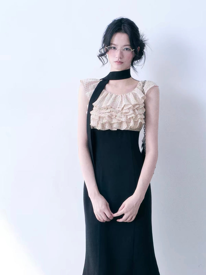 【dress】ドットフリルドッキングミニワンピース＆ミディワンピース   N3761