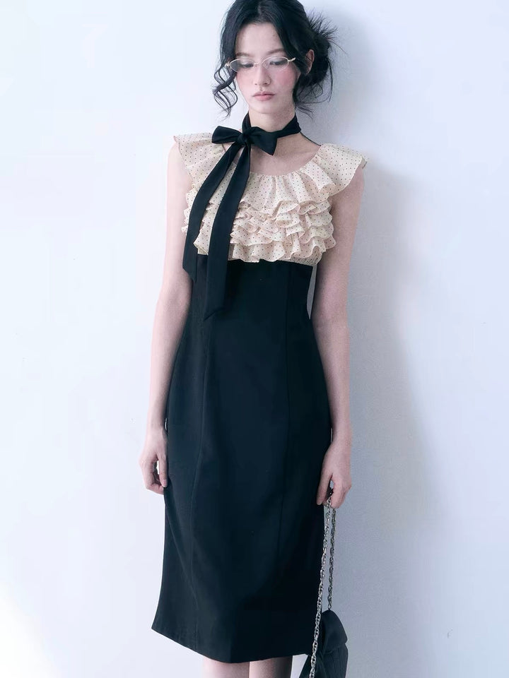 【dress】ドットフリルドッキングミニワンピース＆ミディワンピース   N3761