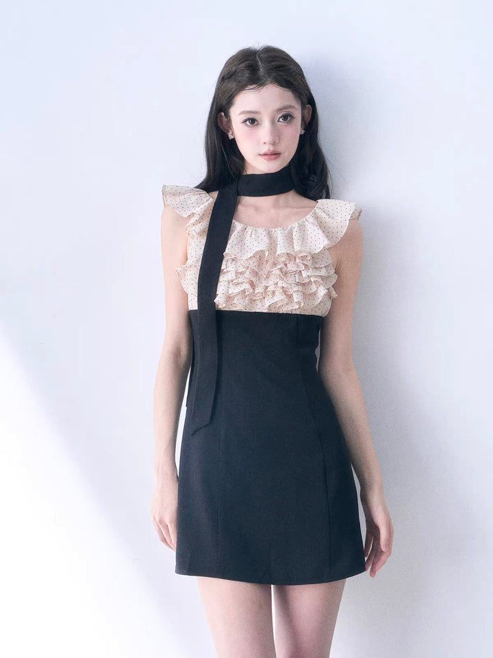 【dress】ドットフリルドッキングミニワンピース＆ミディワンピース   N3761