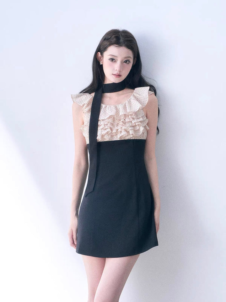 【dress】ドットフリルドッキングミニワンピース＆ミディワンピース   N3761