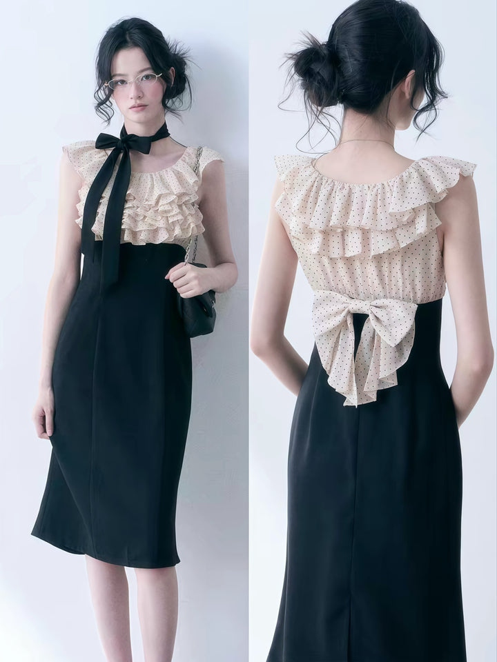 【dress】ドットフリルドッキングミニワンピース＆ミディワンピース   N3761
