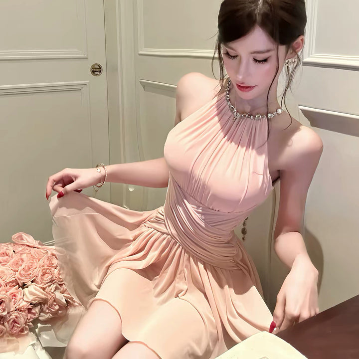 【dress】バックビジューホルターネックワンピース   N3765