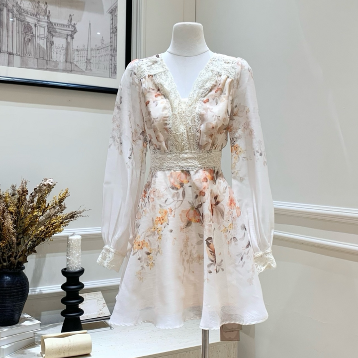 【dress】レースドッキングフラワーミニワンピース   K0629