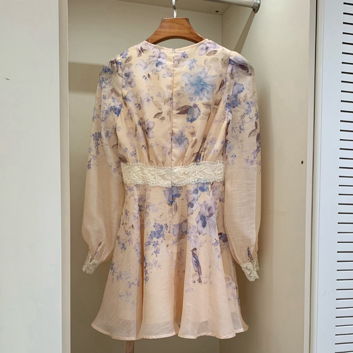 【dress】レースドッキングフラワーミニワンピース   K0629