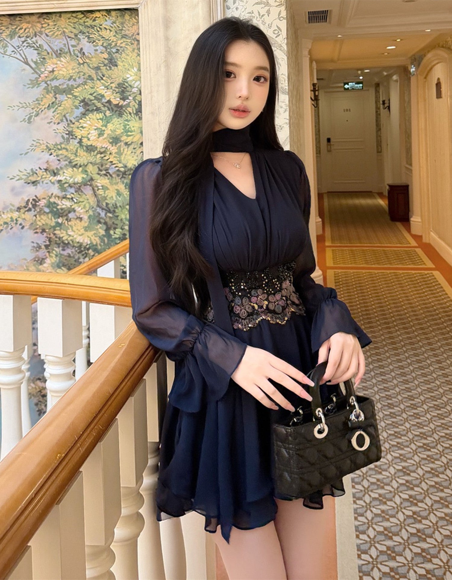 dress】レースドッキングシフォンミニワンピース N3767 – NANASTYLE
