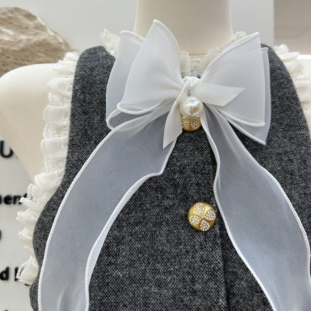 【dress】リボンレースドッキングミニワンピース   K0635