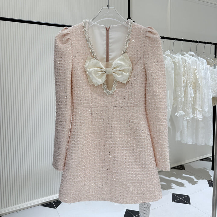 【dress】リボンツイードミニワンピース   K0636