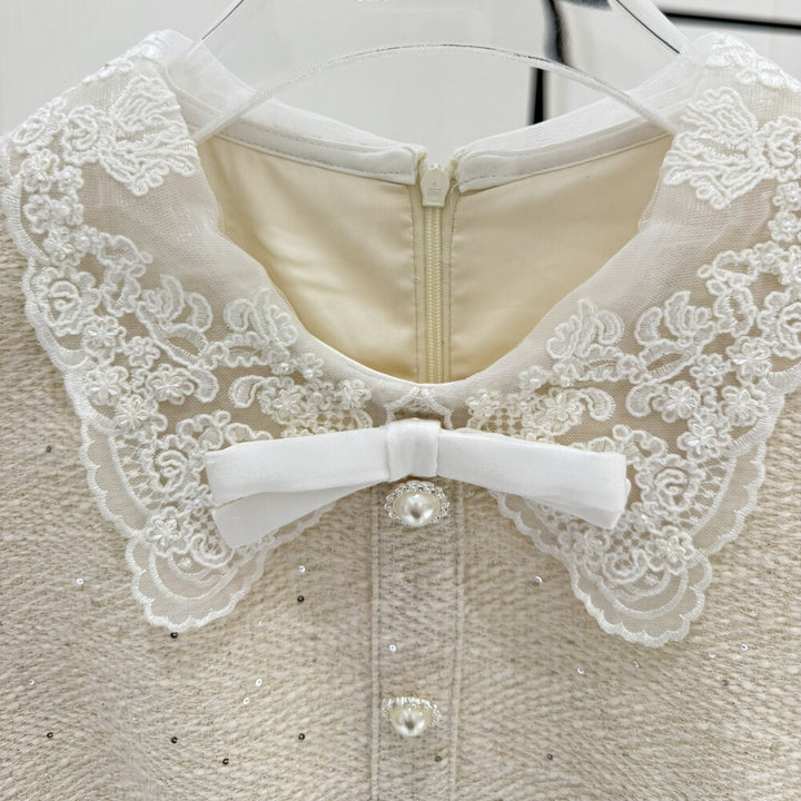 【dress】レースカラーツイードミニワンピース   K0637