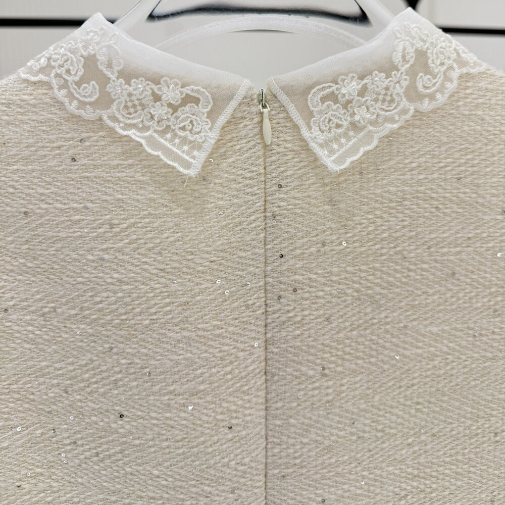 【dress】レースカラーツイードミニワンピース   K0637