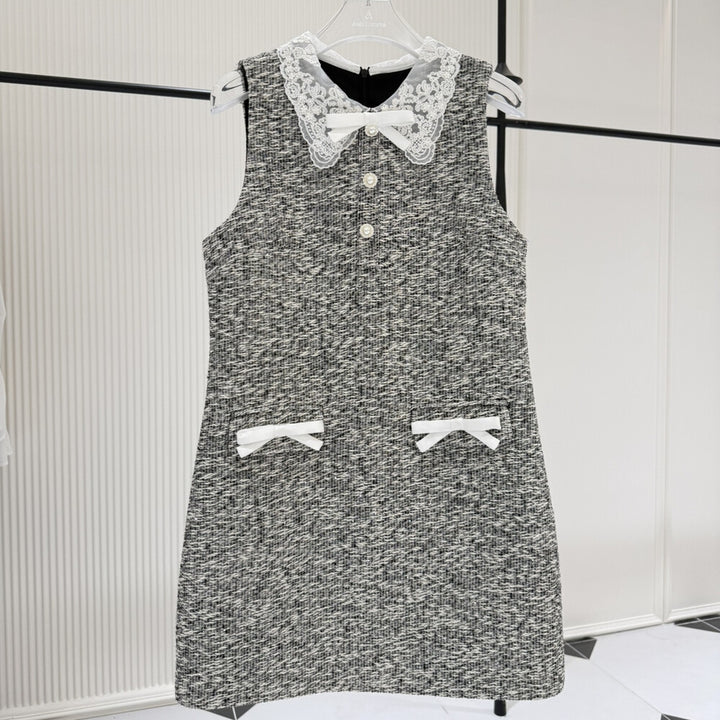 【dress】レースカラーツイードミニワンピース   K0637