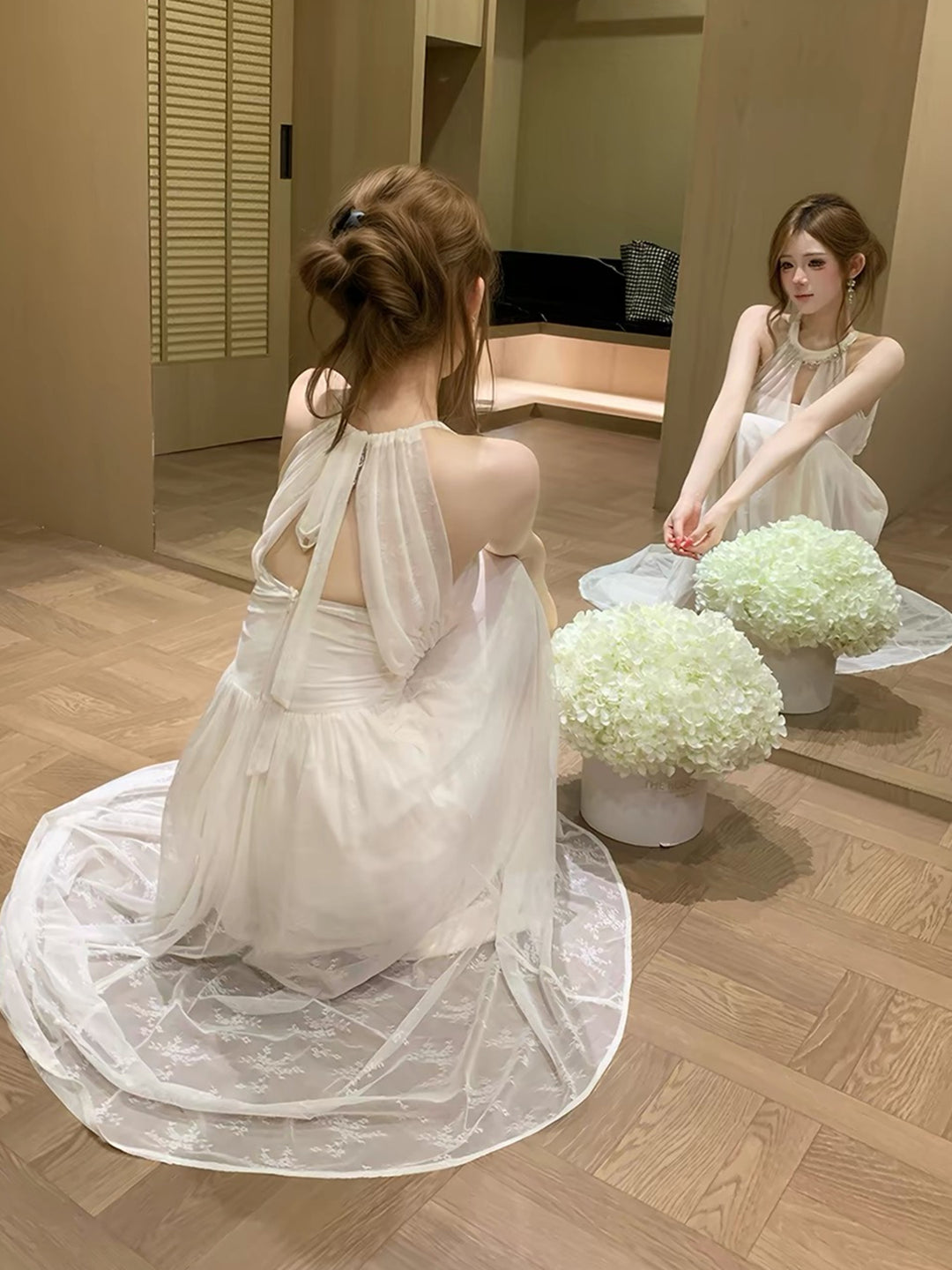 【dress】バックリボンチェーンレースワンピース   N3778