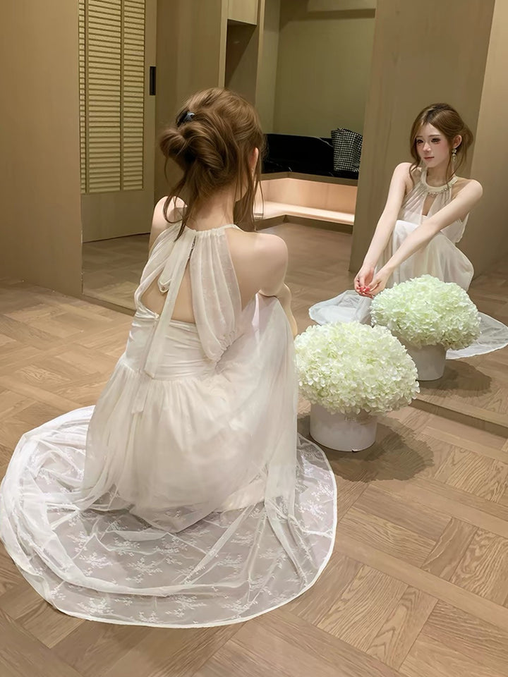 【dress】バックリボンチェーンレースワンピース   N3778