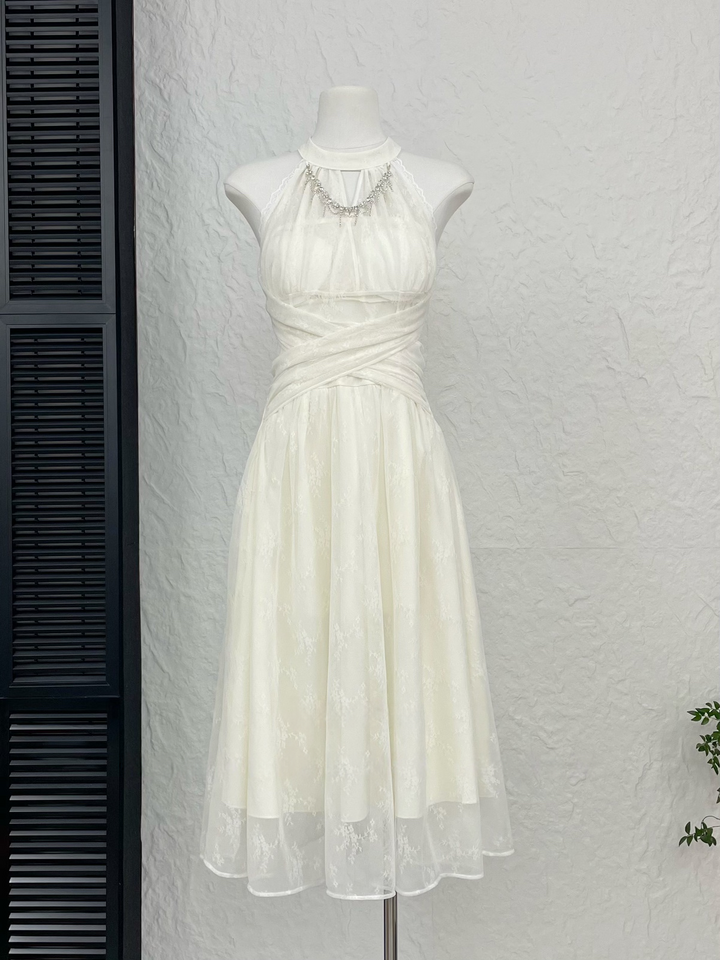 【dress】バックリボンチェーンレースワンピース   N3778
