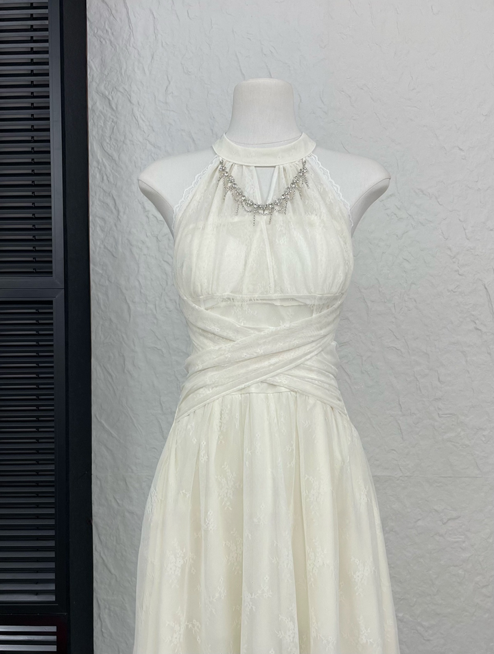 【dress】バックリボンチェーンレースワンピース   N3778