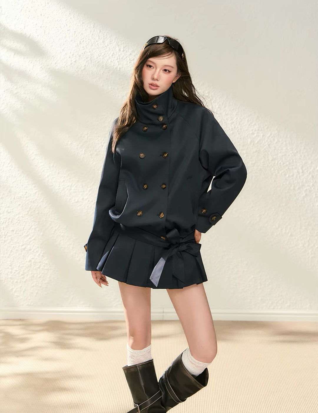 【set】トレンチコート×プリーツスカートセット N3788