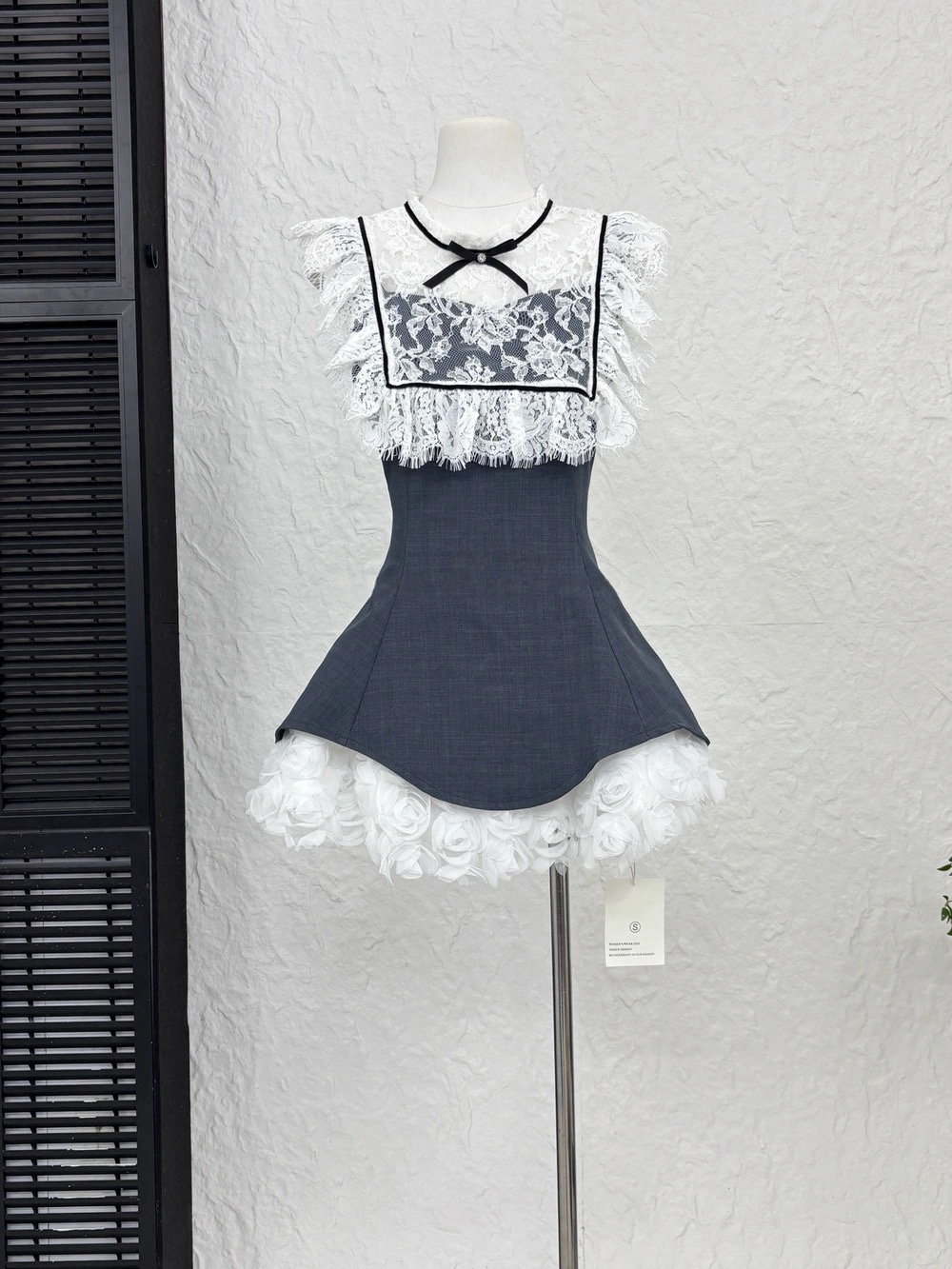 【set】ショートジャケット×レースドッキングミニワンピースセット N3797