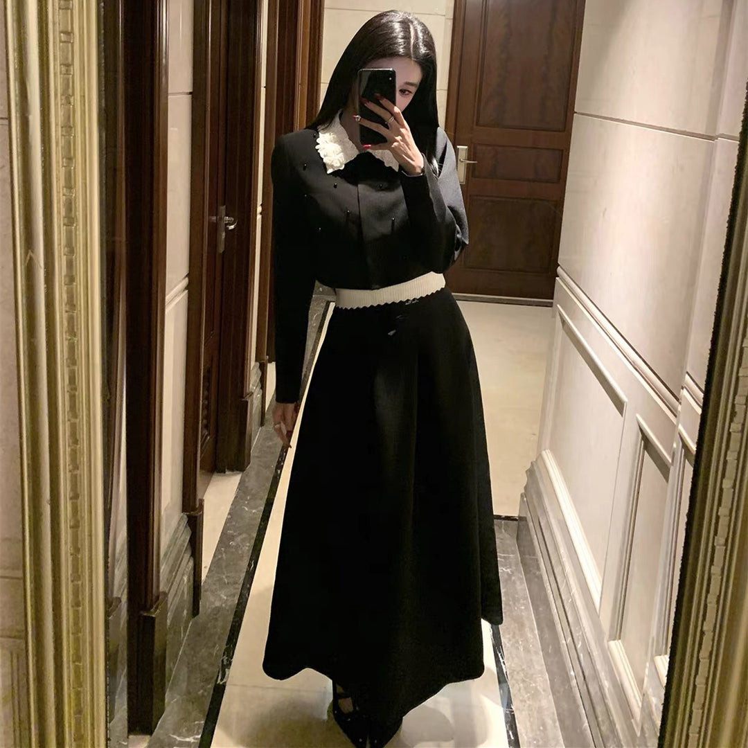 【set】パール付きショートジャケット×ロングスカートセット N3802