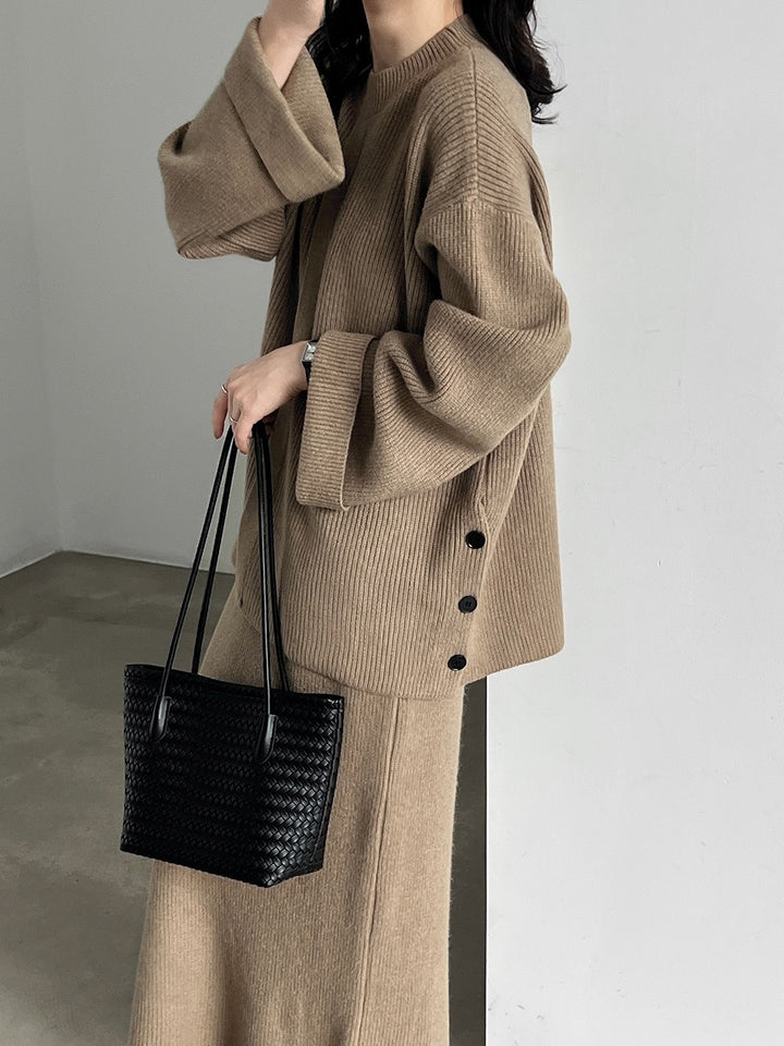 【set】ニットトップス×ロングスカートニットセット  N3804