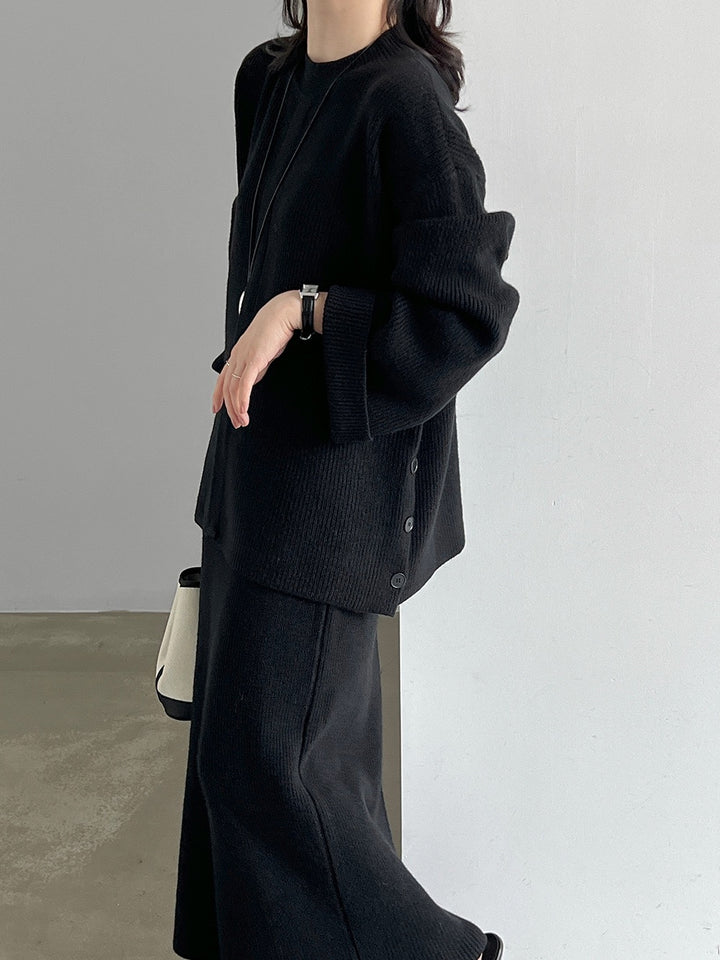 【set】ニットトップス×ロングスカートニットセット  N3804
