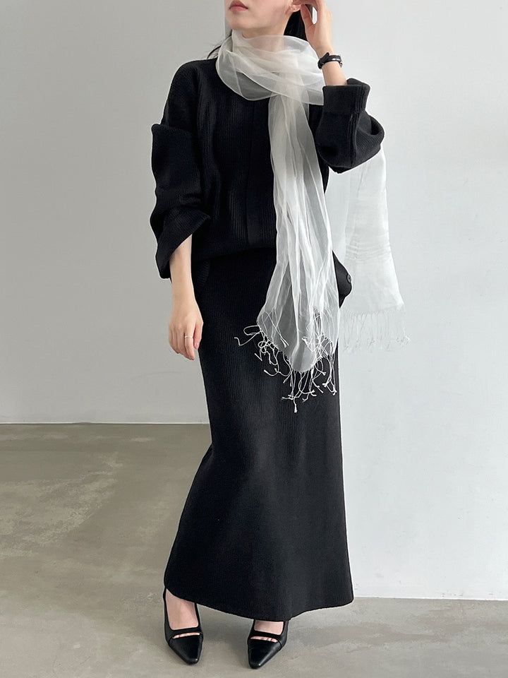 【set】ニットトップス×ロングスカートニットセット  N3804