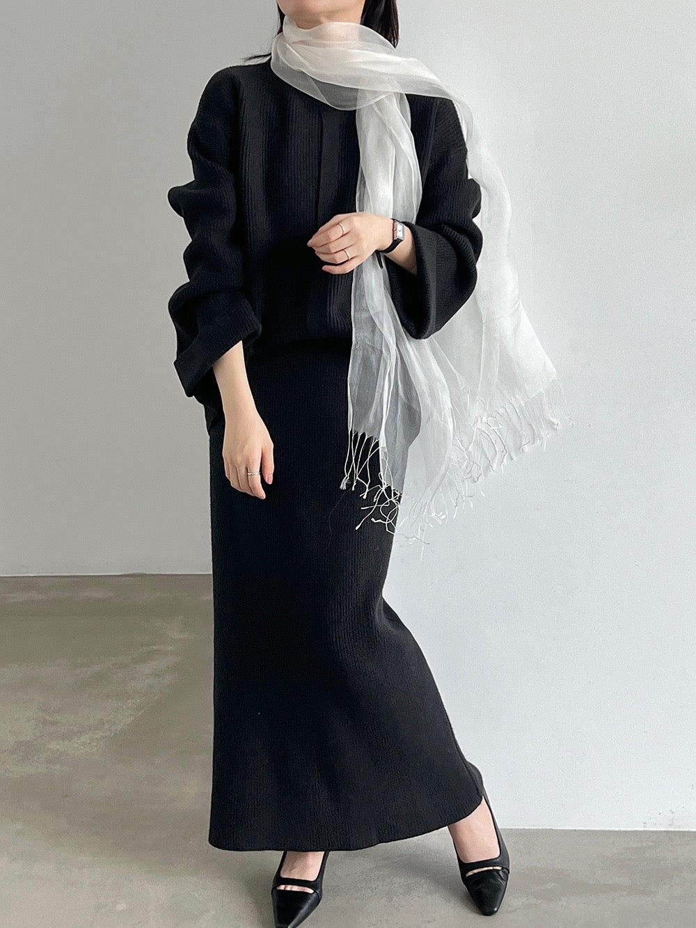 【set】ニットトップス×ロングスカートニットセット  N3804