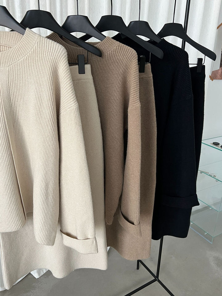 【set】ニットトップス×ロングスカートニットセット  N3804