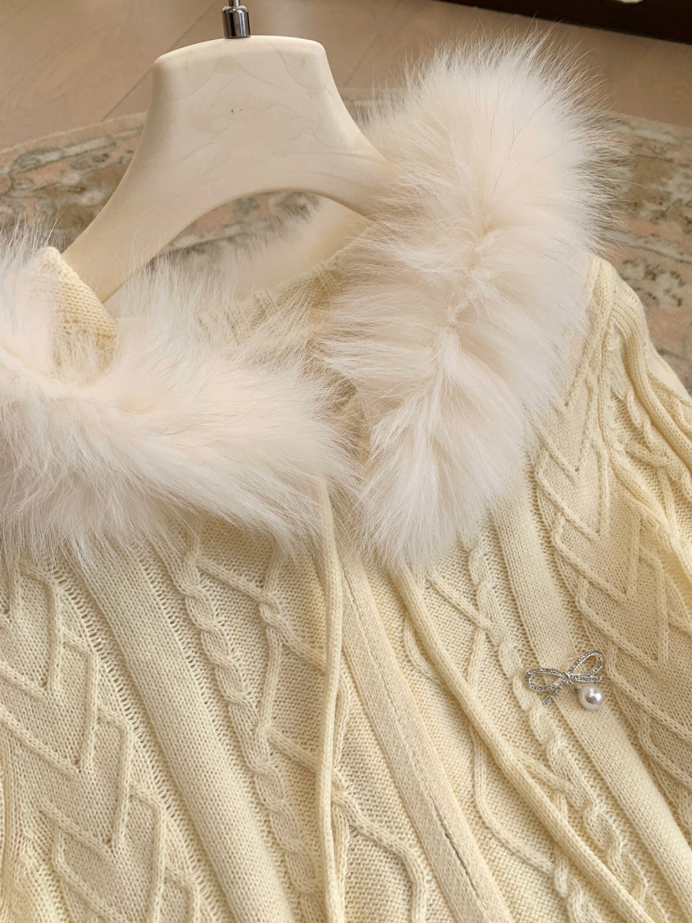 【outer】フード ファーニットカーディガン  N3806