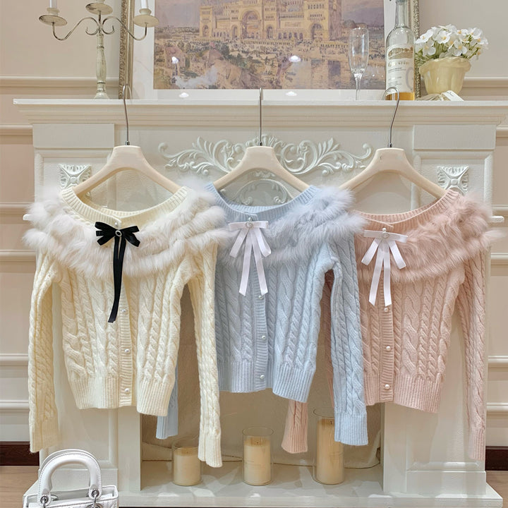 【outer】オフショルファーニットカーディガン  N3807