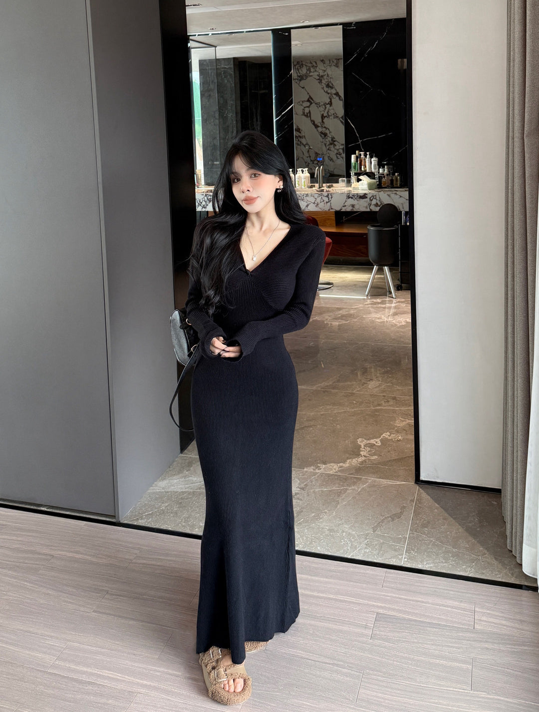 【dress】ニットロングワンピース　N3814