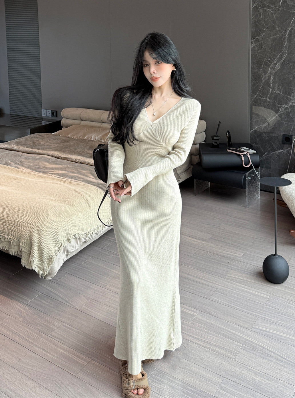【dress】ニットロングワンピース　N3814