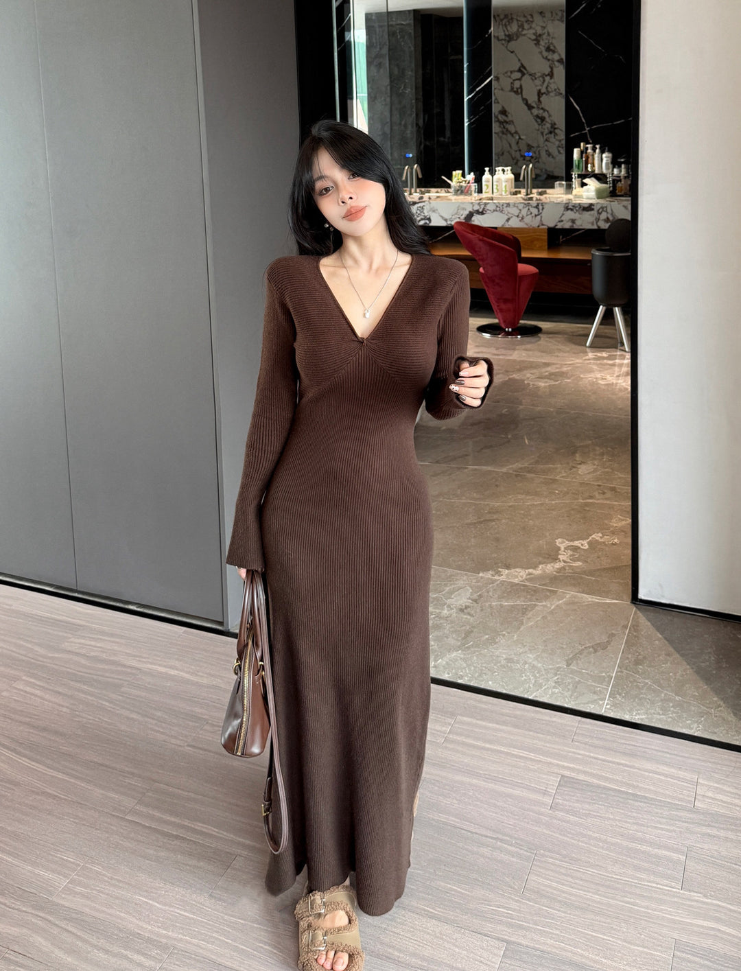 【dress】ニットロングワンピース　N3814