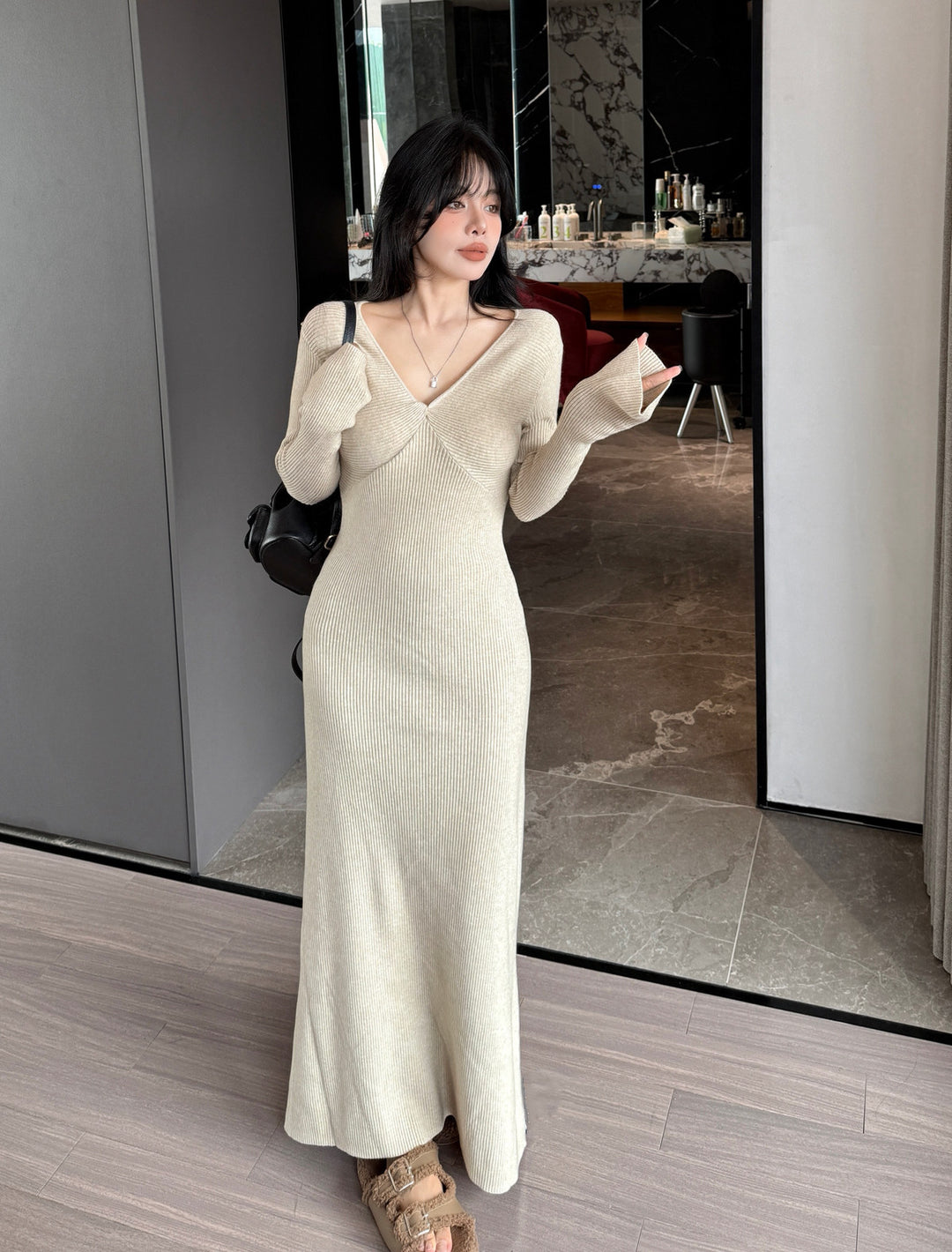 【dress】ニットロングワンピース　N3814