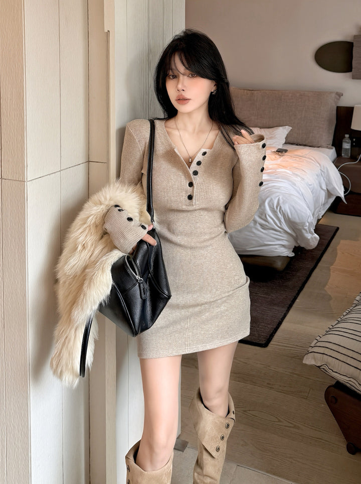 【dress】ニットミニワンピース　N3815