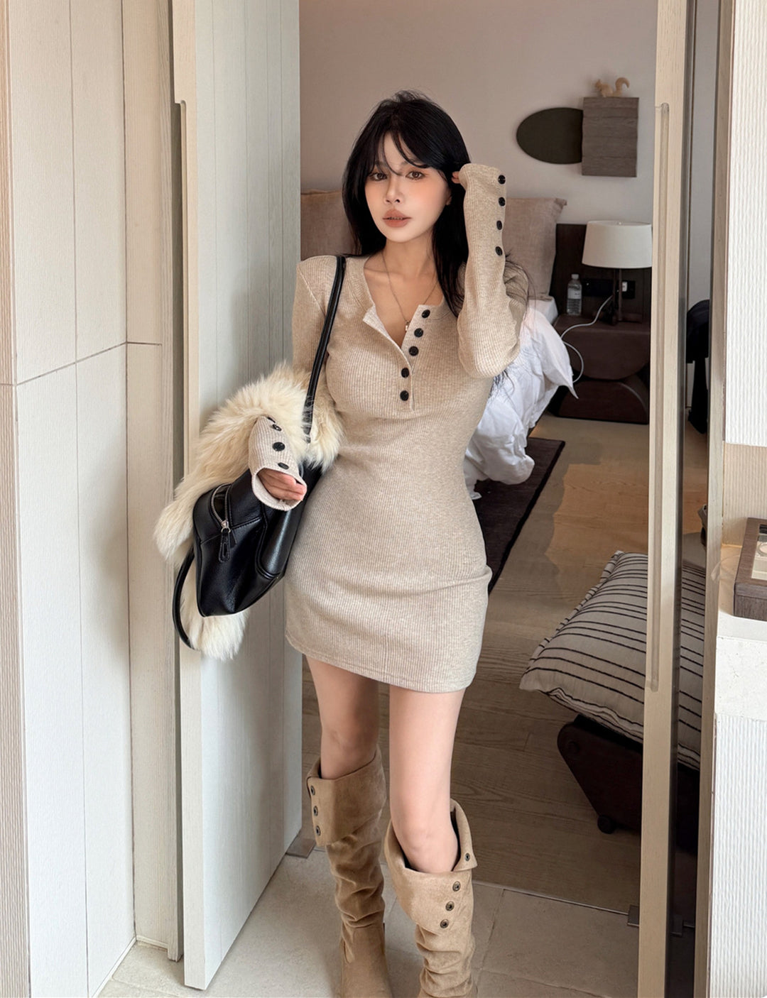 【dress】ニットミニワンピース　N3815