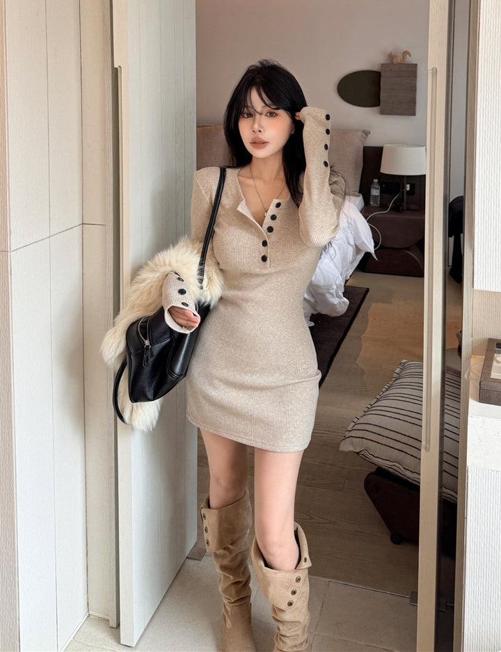 【dress】ニットミニワンピース　N3815