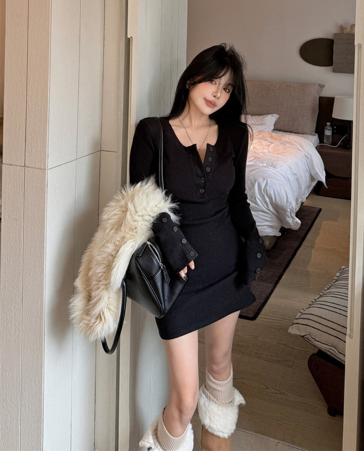 【dress】ニットミニワンピース　N3815