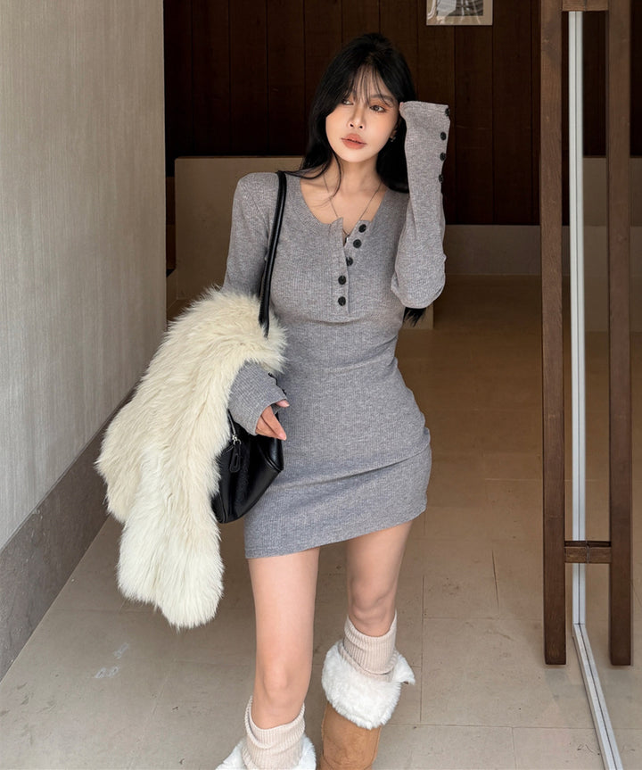 【dress】ニットミニワンピース　N3815