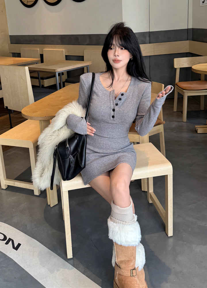 【dress】ニットミニワンピース　N3815