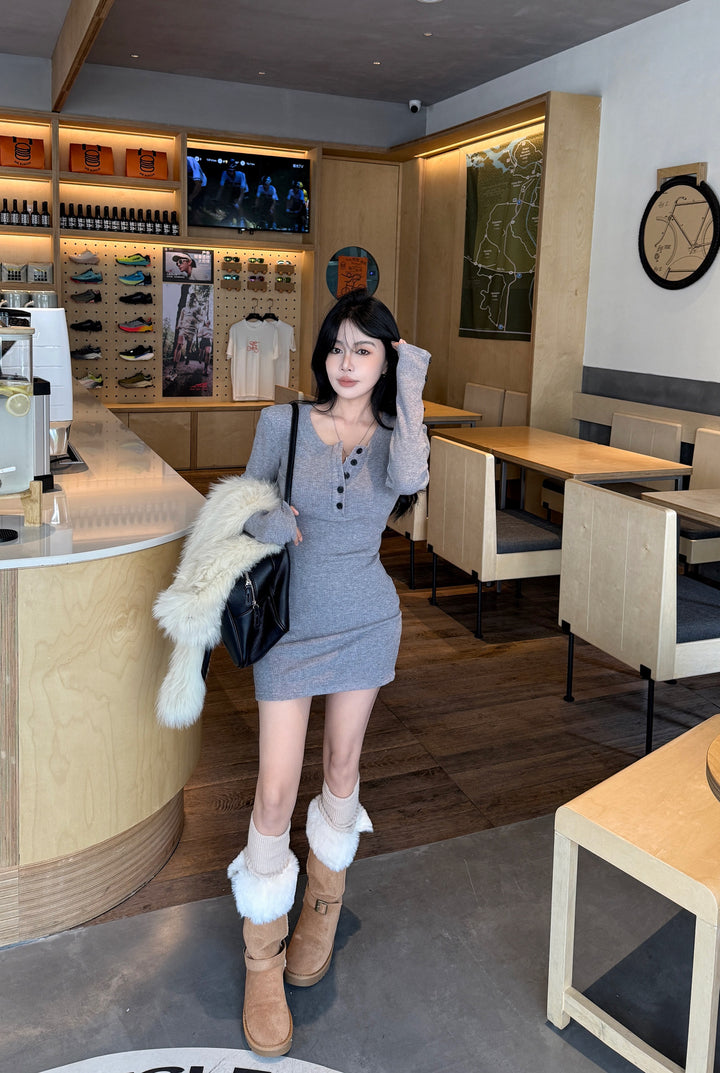 【dress】ニットミニワンピース　N3815