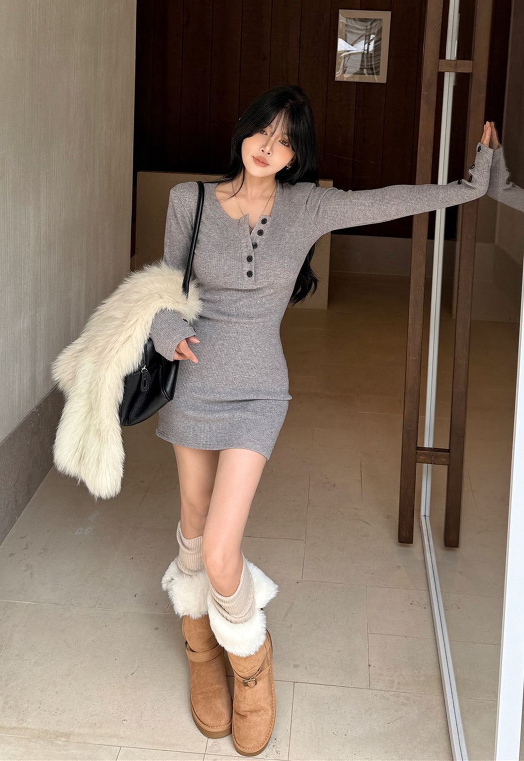【dress】ニットミニワンピース　N3815